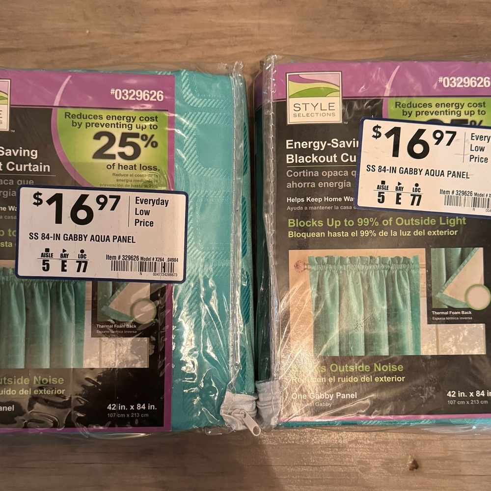 Set of teal curtains